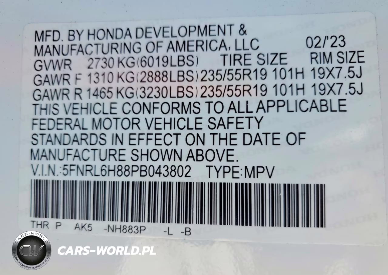 2023 Honda Odyssey Touring VIN:5FNRL6H88PB043802 - 13