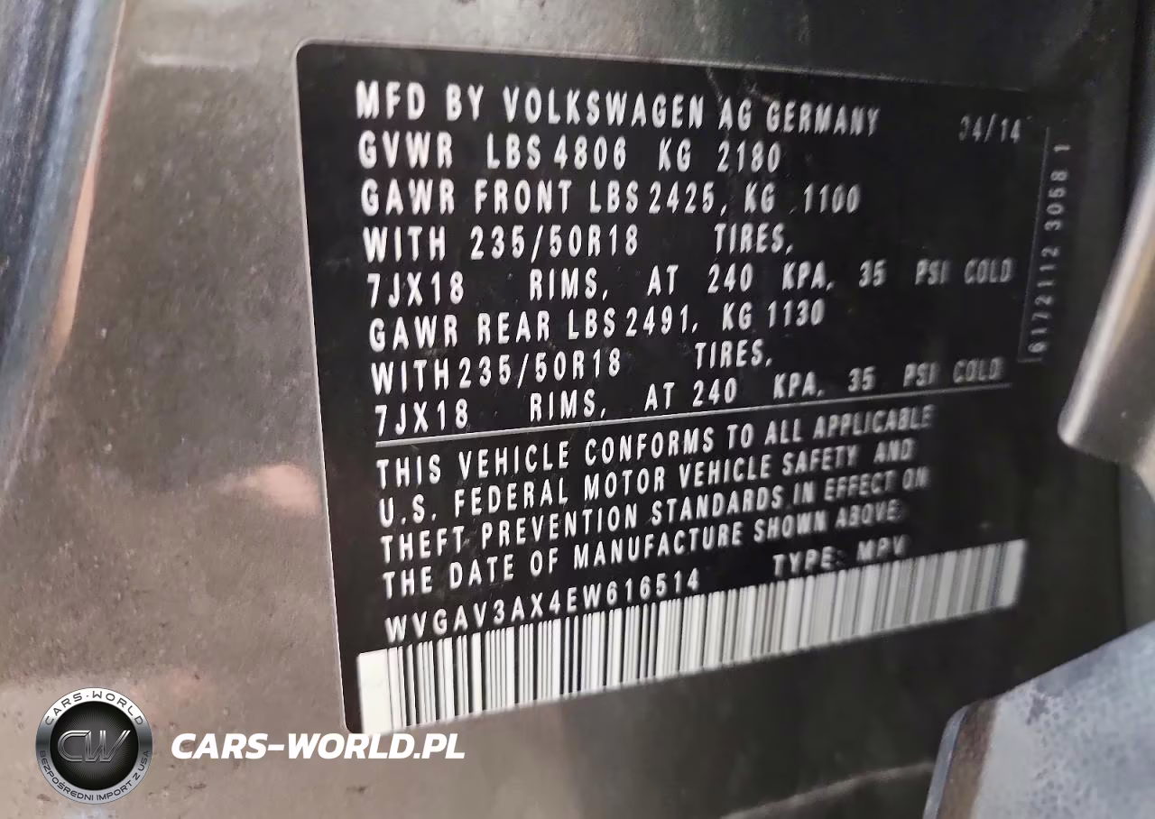 2014 Volkswagen Tiguan S VIN:WVGAV3AX4EW616514 - 13