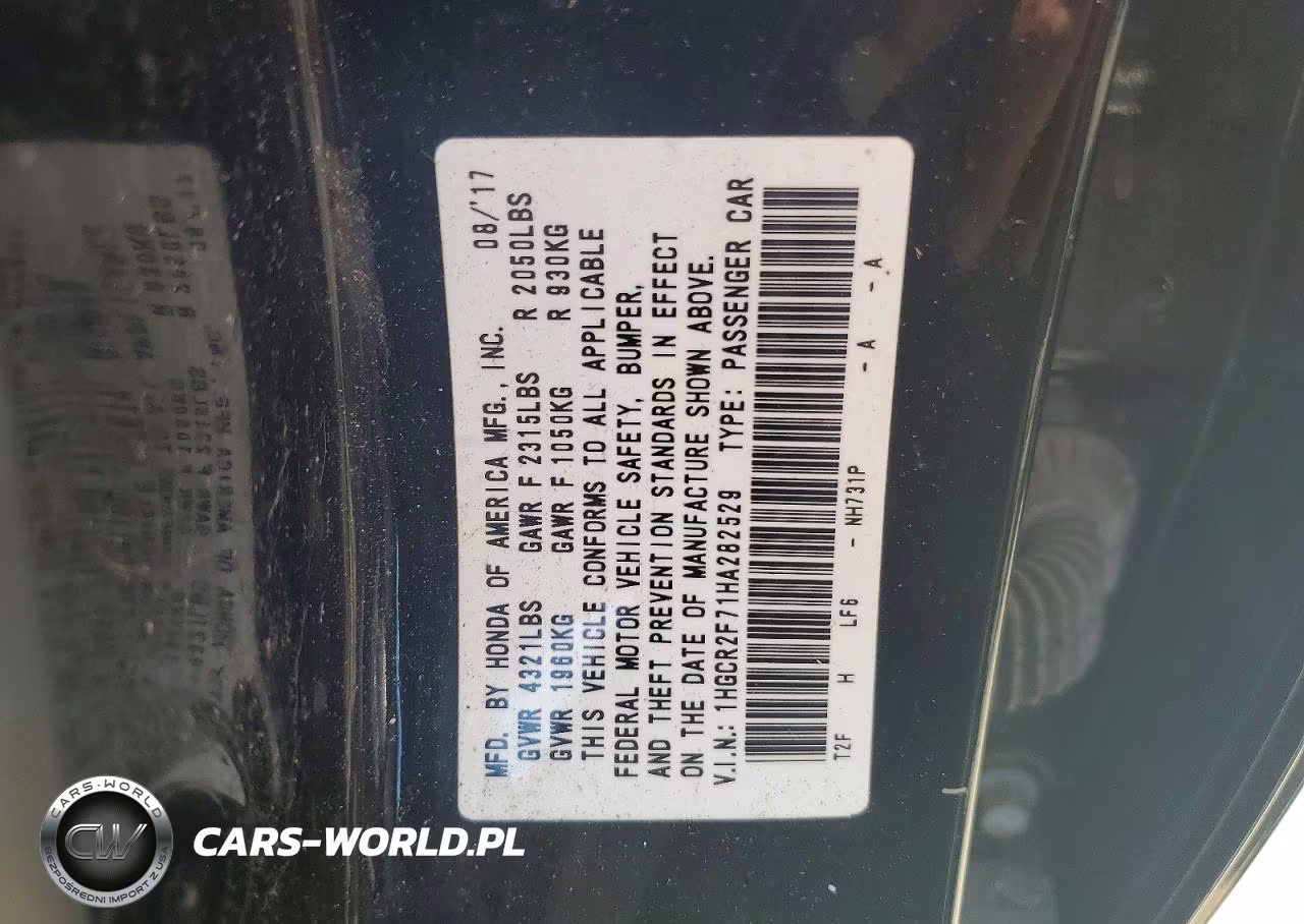 2017 Honda Accord Ex VIN:1HGCR2F71HA282529 - 12