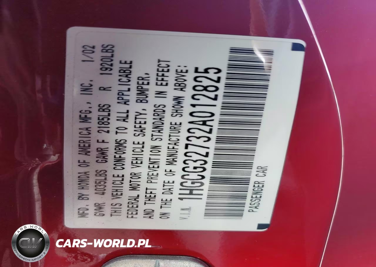 2002 Honda Accord Ex VIN:1HGCG32732A012825 - 13