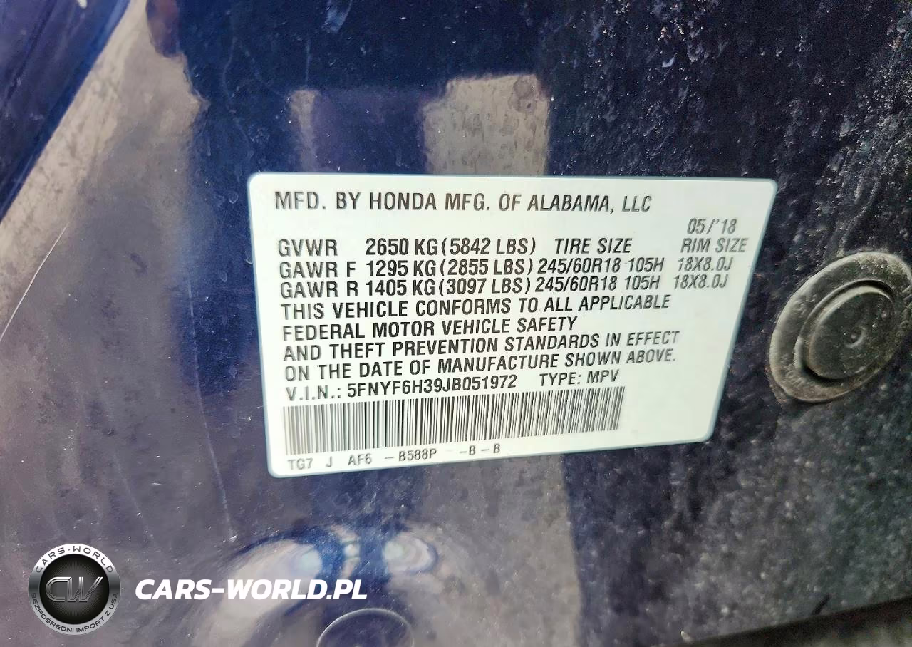 2018 Honda Pilot Ex VIN:5FNYF6H39JB051972 - 14