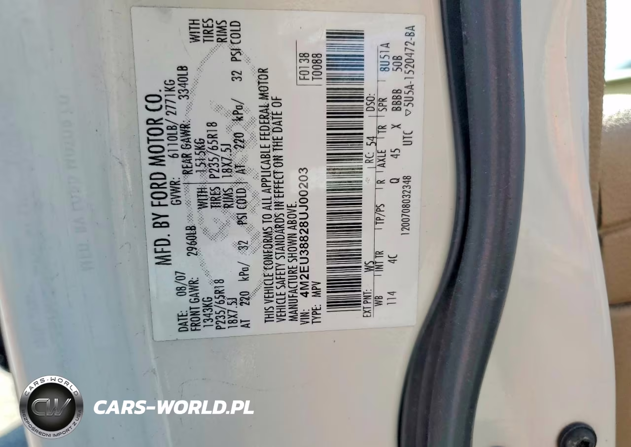 2008 Mercury Mountaineer Premier VIN:4M2EU38828UJ00203 - 12