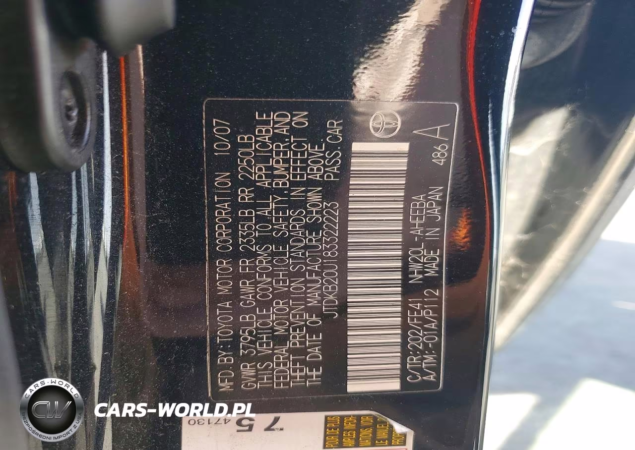 2008 Toyota Prius Base VIN:JTDKB20U183322223 - 12