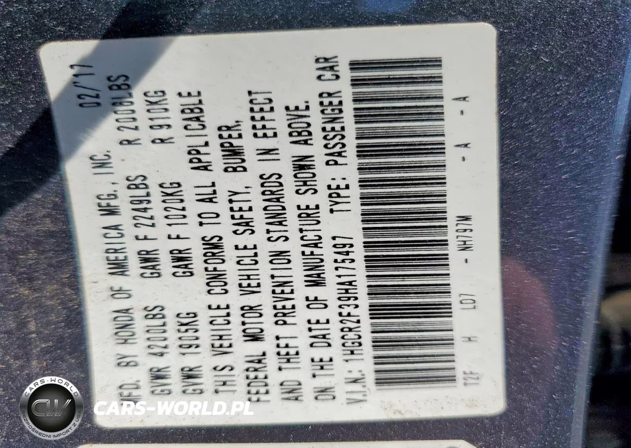 2017 Honda Accord Lx VIN:1HGCR2F39HA175497 - 13