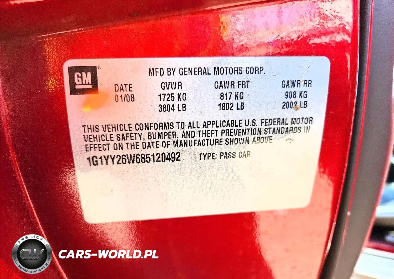2008 Chevrolet Corvette VIN:1G1YY26W685120492 - 13