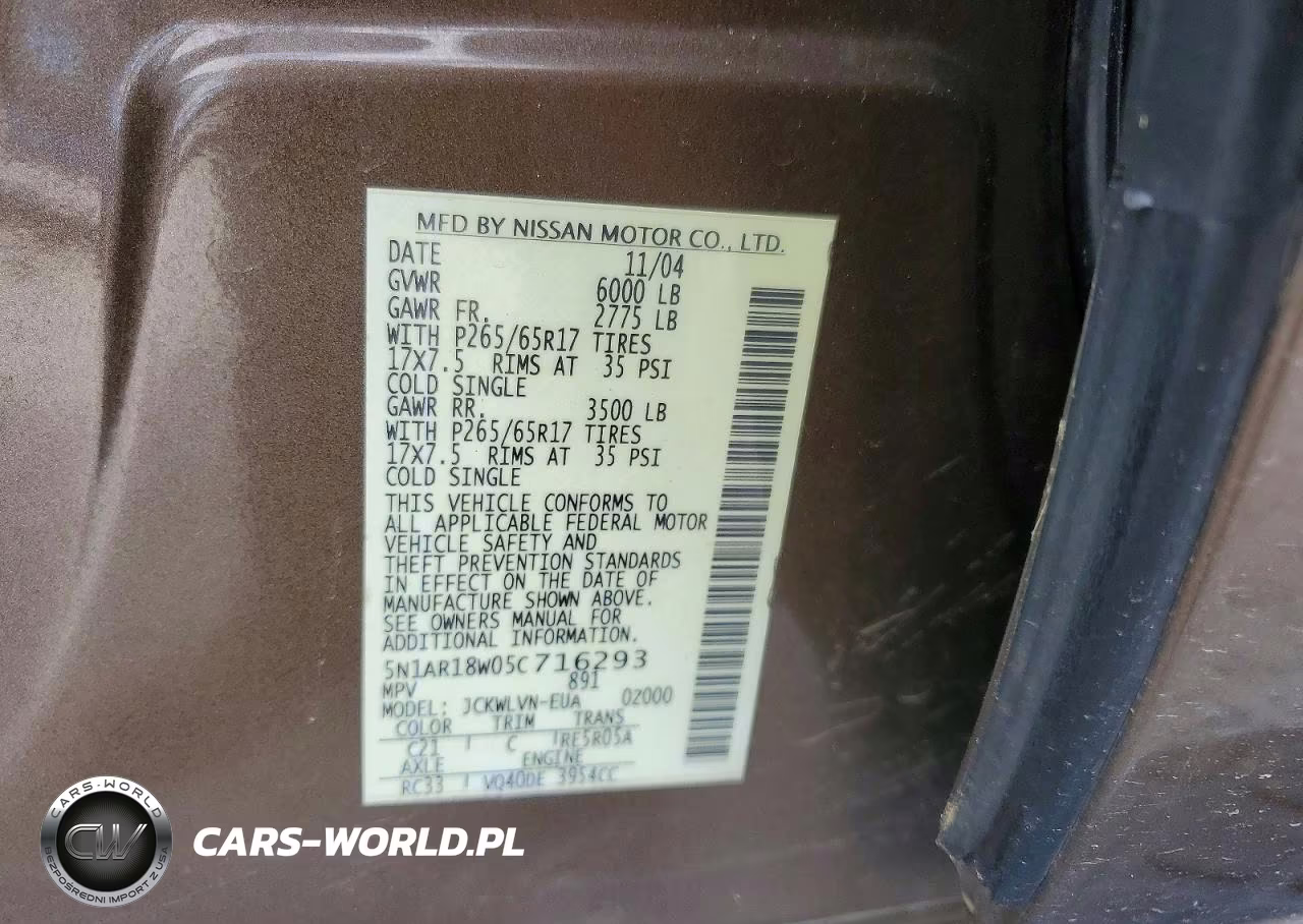 2005 Nissan Pathfinder Le-Se-Xe VIN:5N1AR18W05C716293 - 13