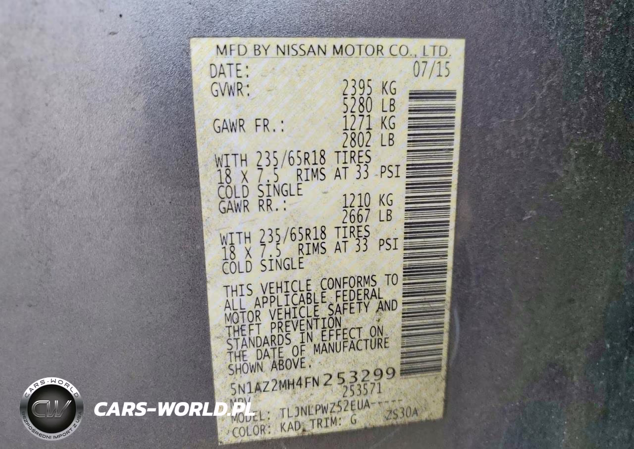 2015 Nissan Murano S VIN:5N1AZ2MH4FN253299 - 14