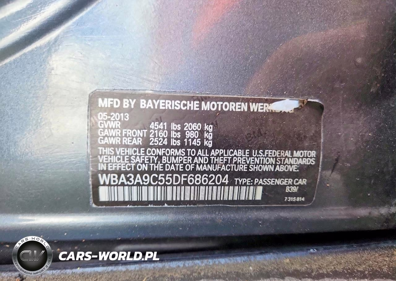 2013 BMW 335 I VIN:WBA3A9C55DF686204 - 12