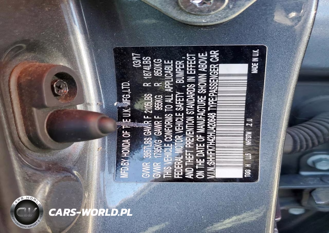 2017 Honda Civic Sport VIN:SHHFK7H42HU420648 - 13