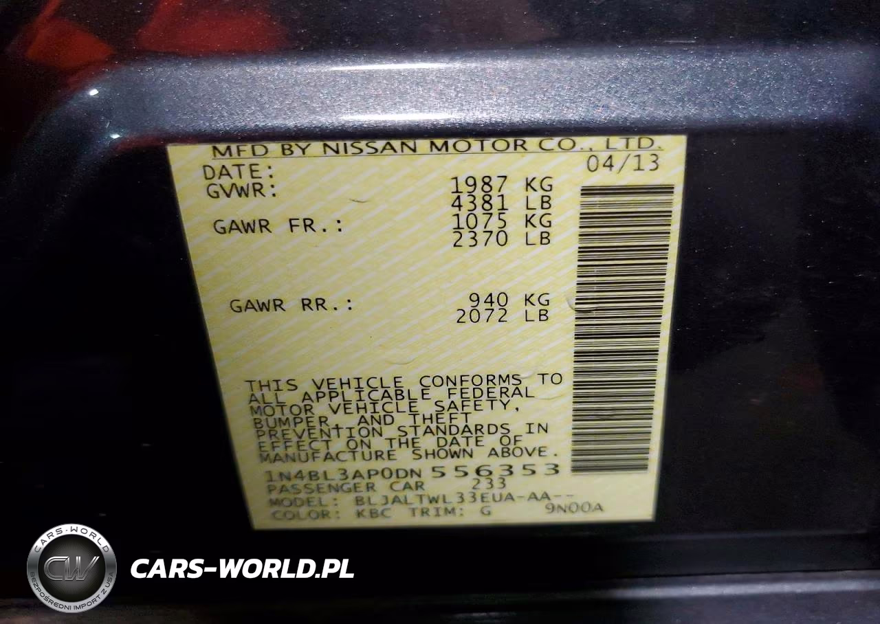 2013 Nissan Altima 3.5S-3.5Sv-3.5Sl VIN:1N4BL3AP0DN556353 - 12