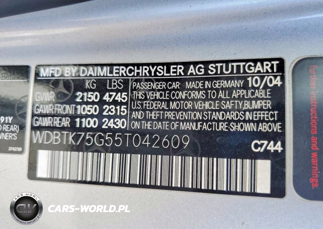 2005 Mercedes-Benz Clk 500 VIN:WDBTK75G55T042609 - 12