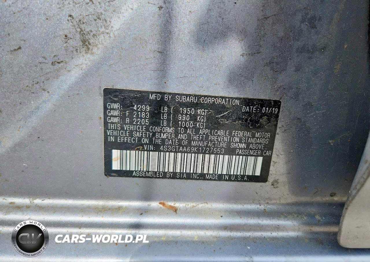 2019 Subaru Impreza VIN:4S3GTAA69K1727553 - 12