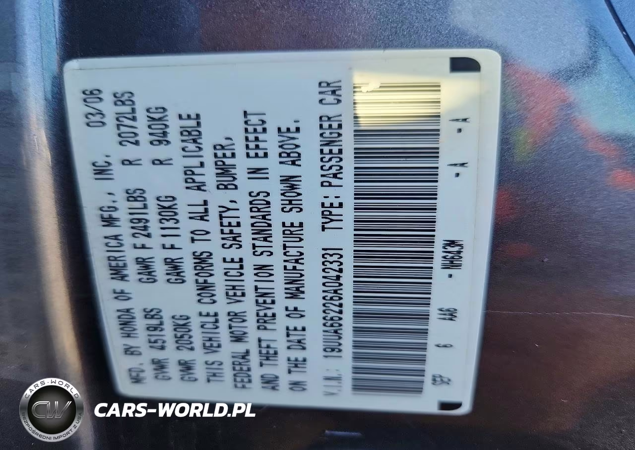 2006 Acura 3.2Tl VIN:19UUA66226A042331 - 12