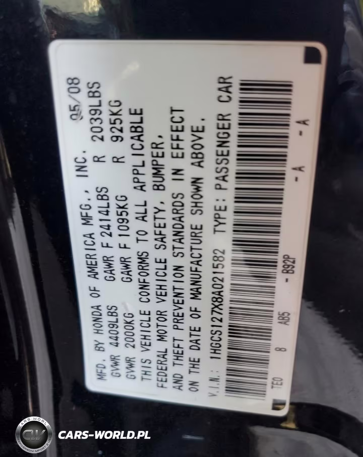 2008 Honda Accord VIN:1HGCS127X8A021582 - 13