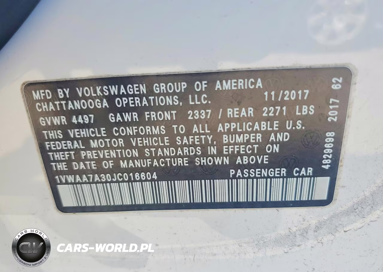 2018 Volkswagen Passat S VIN:1VWAA7A30JC016604 - 12