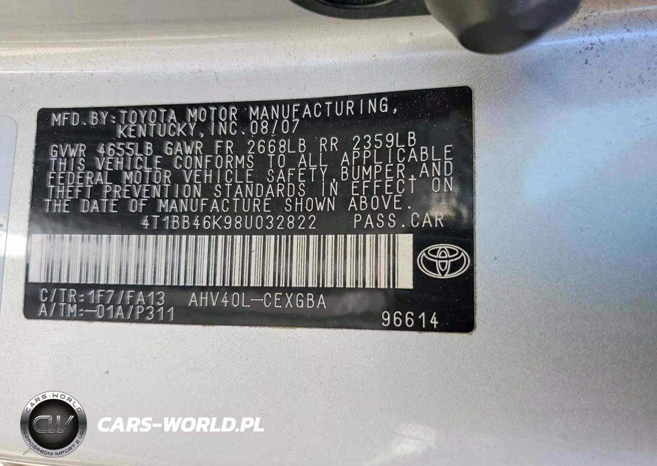 TOYOTA CAMRY HYBRID VIN:4T1BB46K98U032822 - 13