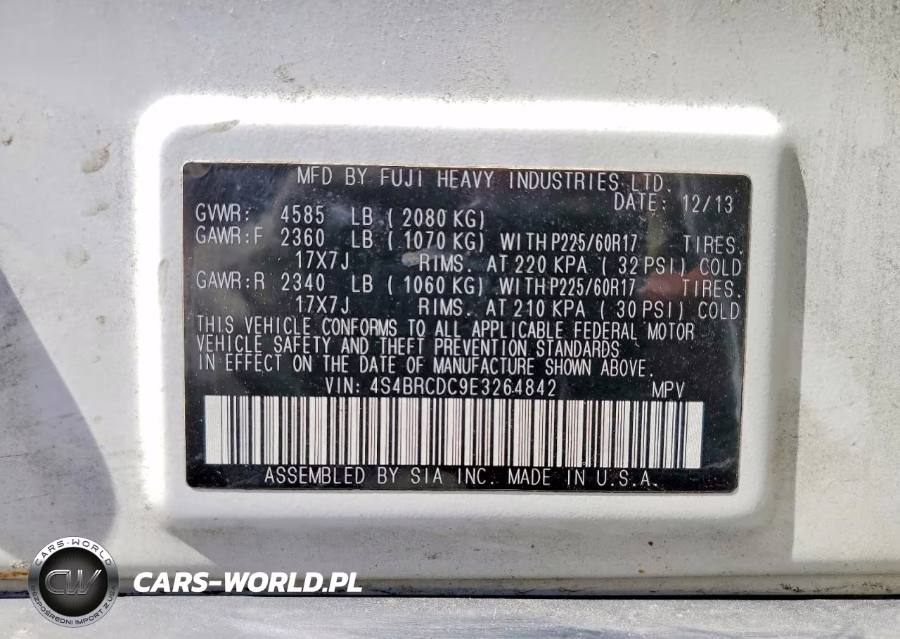2014 Subaru Outback 2.5I Premium VIN:4S4BRCDC9E3264842 - 13