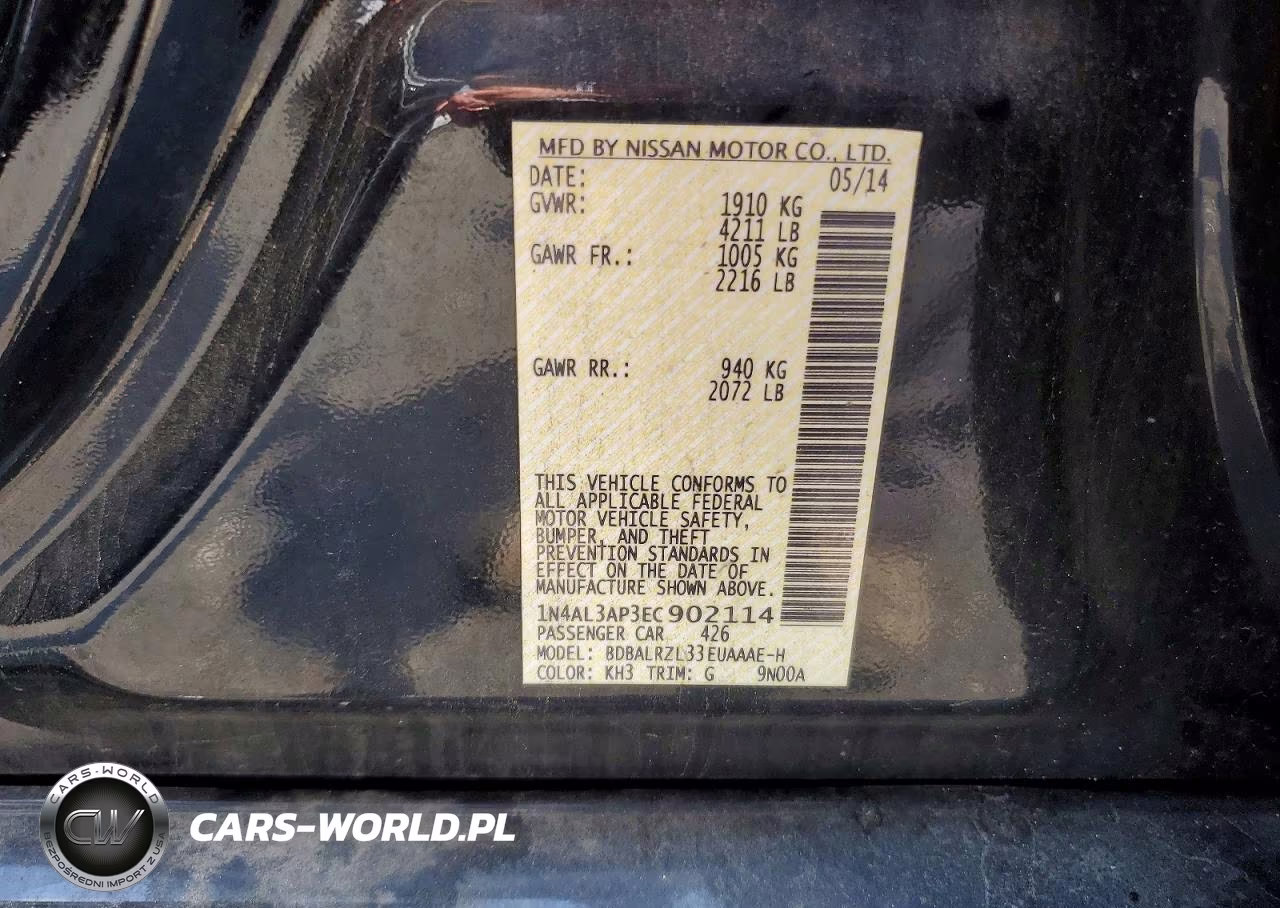 2014 Nissan Altima 2.5 S VIN:1N4AL3AP3EC902114 - 12