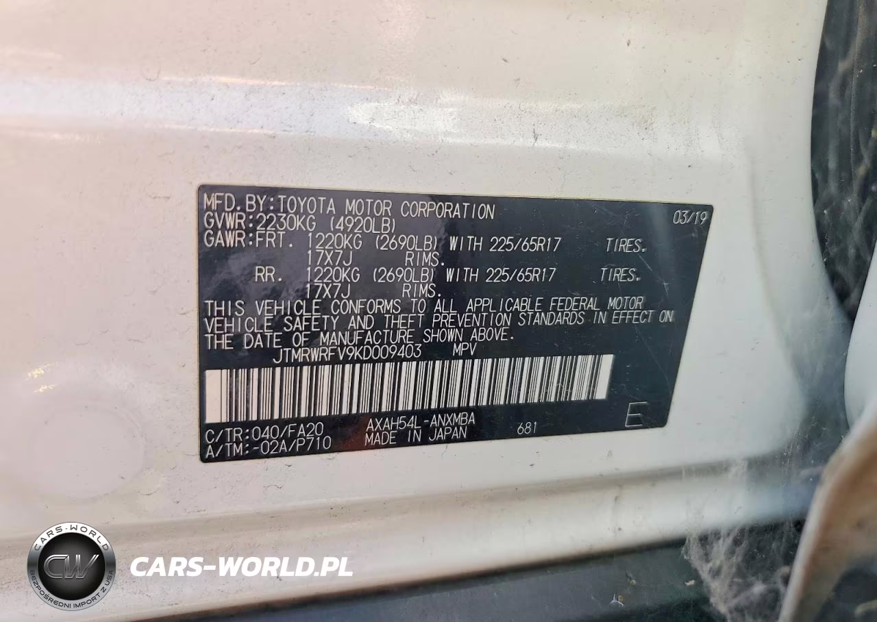 2019 Toyota Rav4 Hybrid Xle VIN:JTMRWRFV9KD009403 - 12