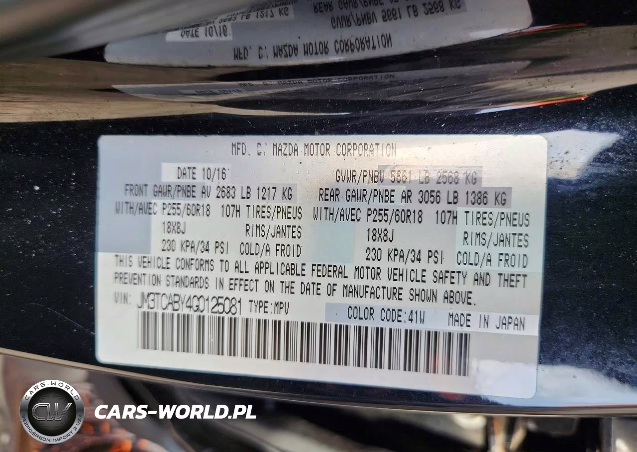 2016 Mazda Cx-9 Touring VIN:JM3TCABY4G0125081 - 13