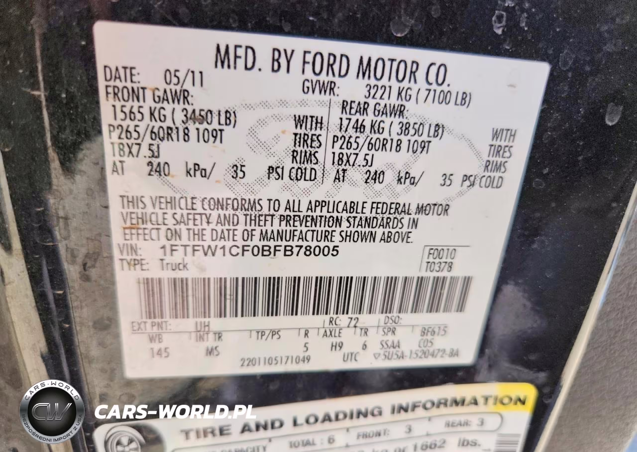 2011 Ford F150 Supercrew VIN:1FTFW1CF0BFB78005 - 12