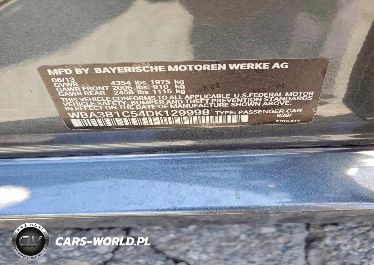 2013 BMW 320 I VIN:WBA3B1C54DK129998 - 12