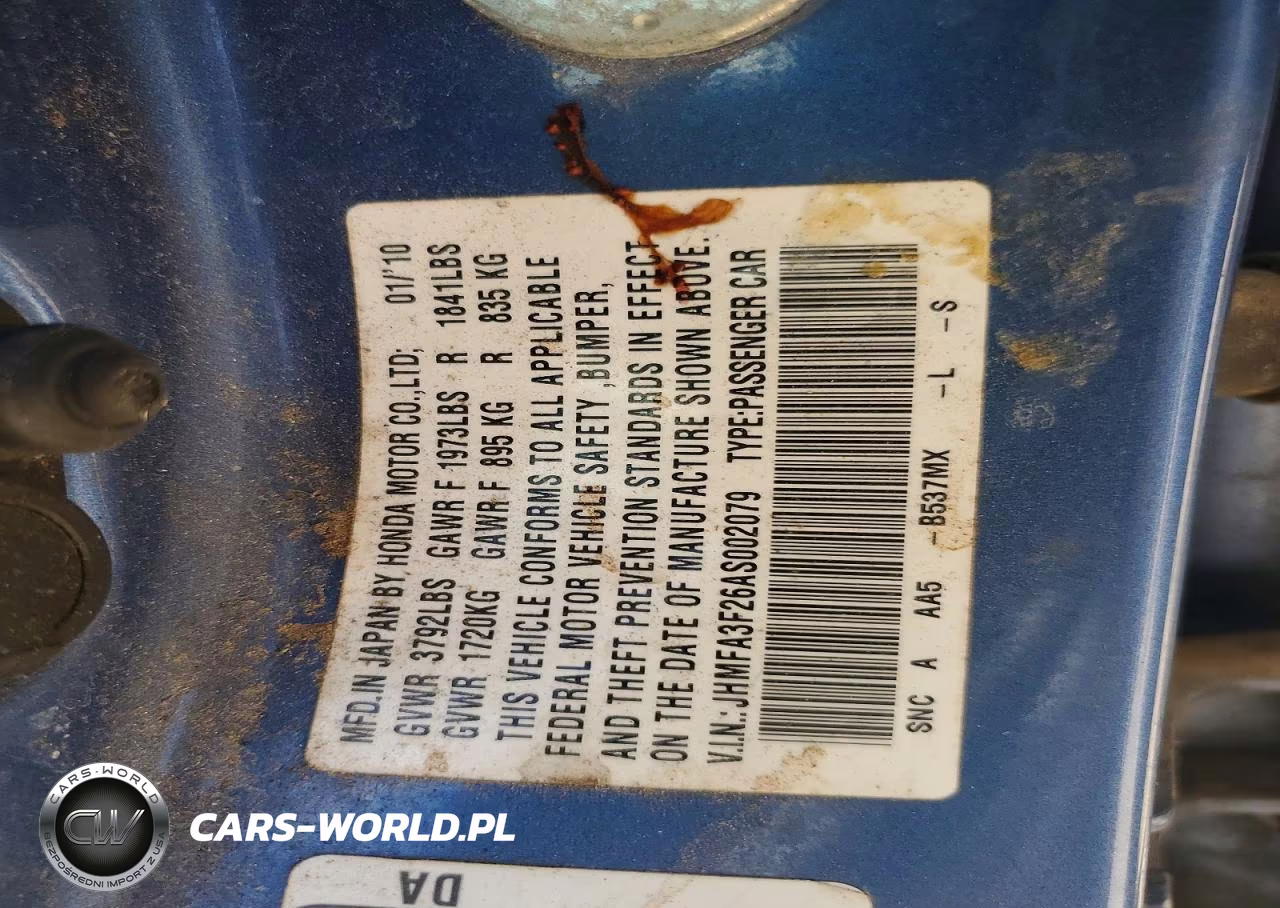 2010 Honda Civic Hybrid VIN:JHMFA3F26AS002079 - 12