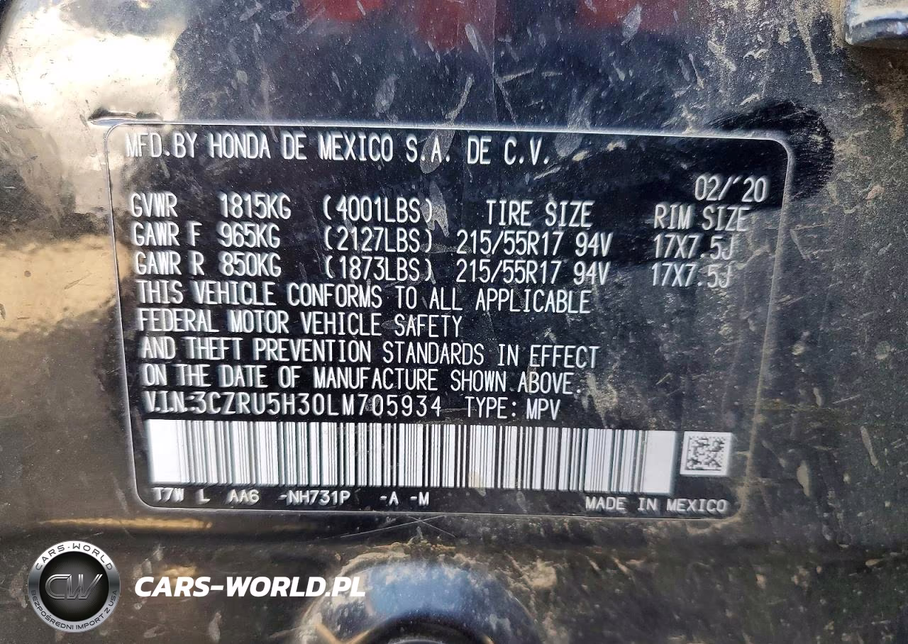 2020 Honda Hr-V Lx VIN:3CZRU5H30LM705934 - 14