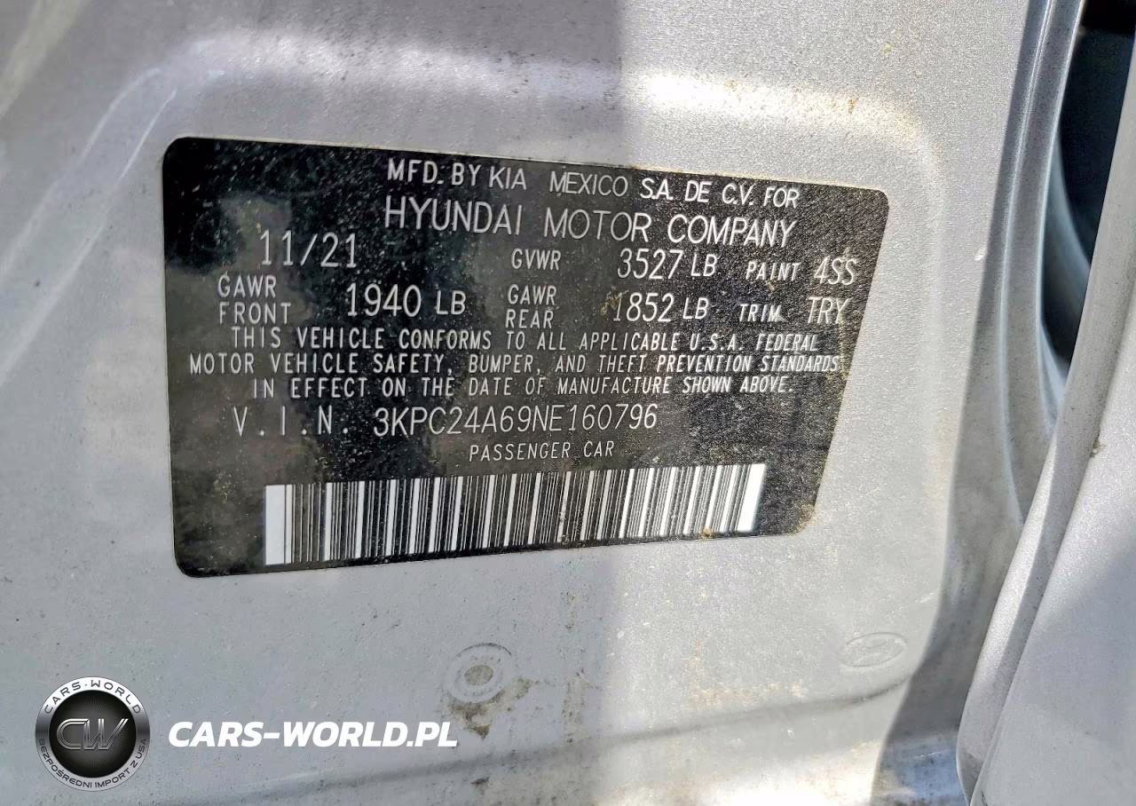 2022 Hyundai Accent Sel VIN:3KPC24A69NE160796 - 12
