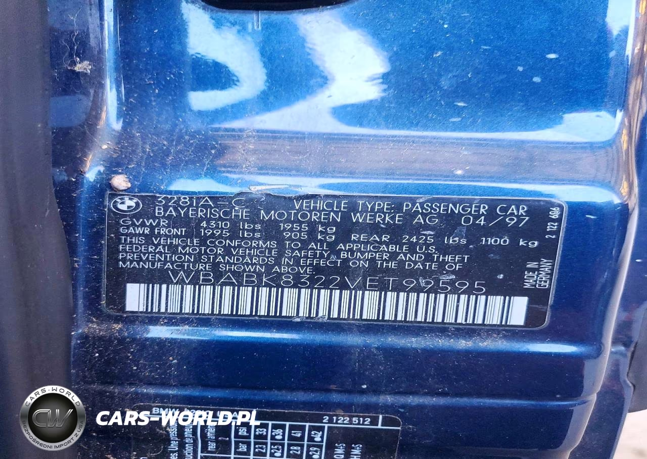 1997 BMW 328 Ic Automatic VIN:WBABK8322VET99595 - 13