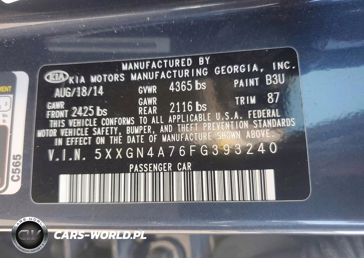 2015 Kia Optima Ex VIN:5XXGN4A76FG393240 - 12