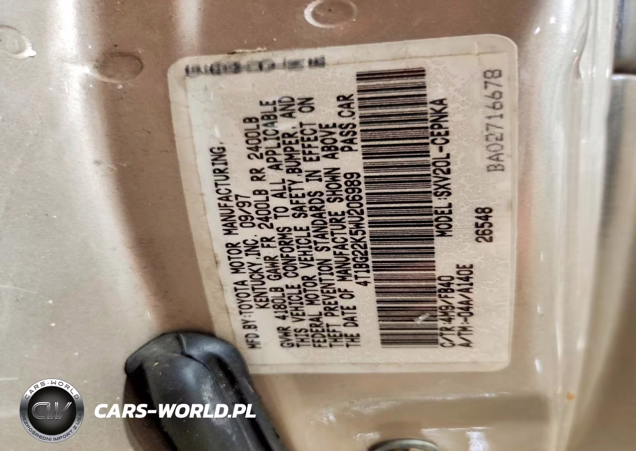 1998 Toyota Camry Le VIN:4T1BG22K5WU206989 - 12