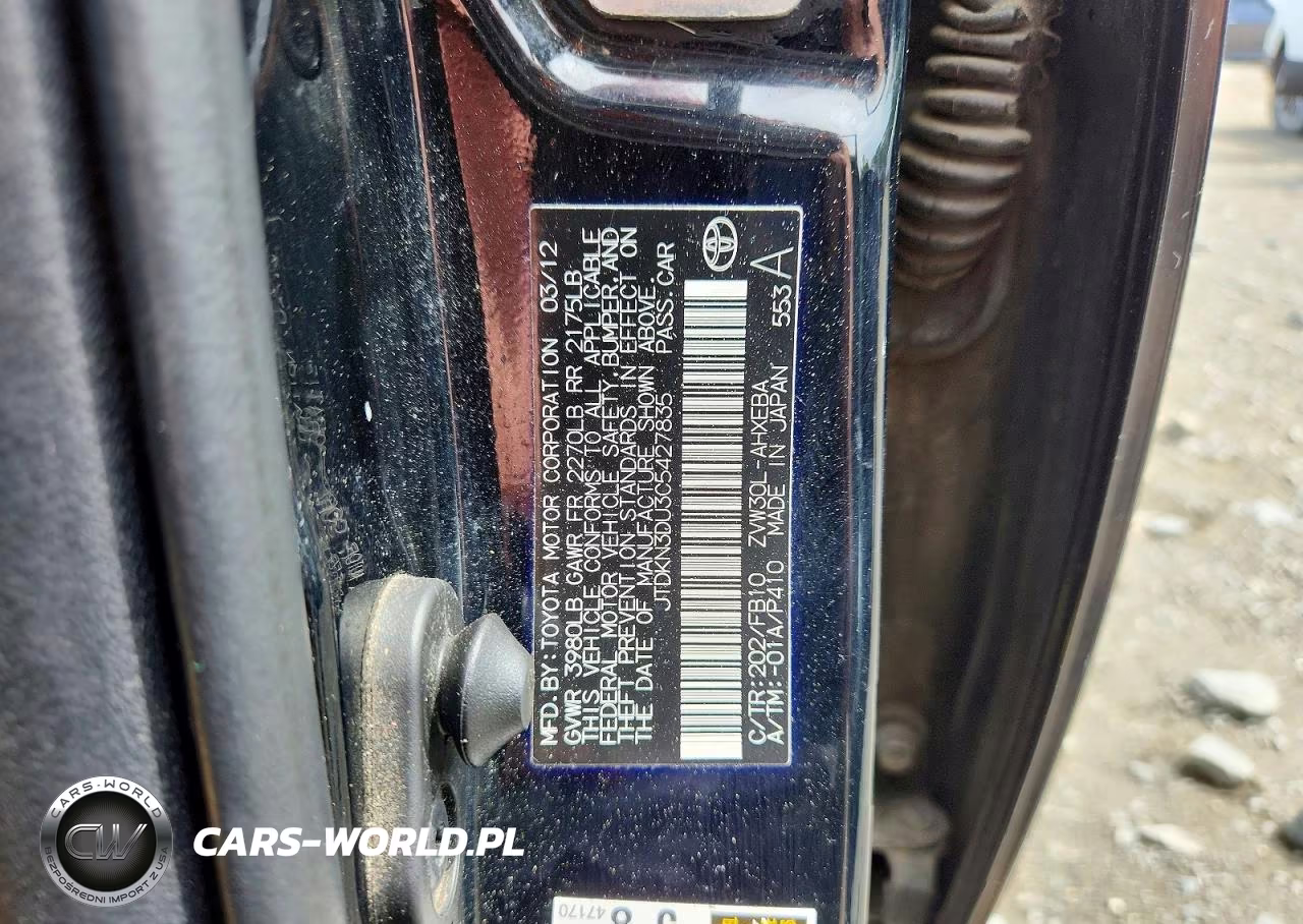 2012 Toyota Prius Two VIN:JTDKN3DU3C5427835 - 12
