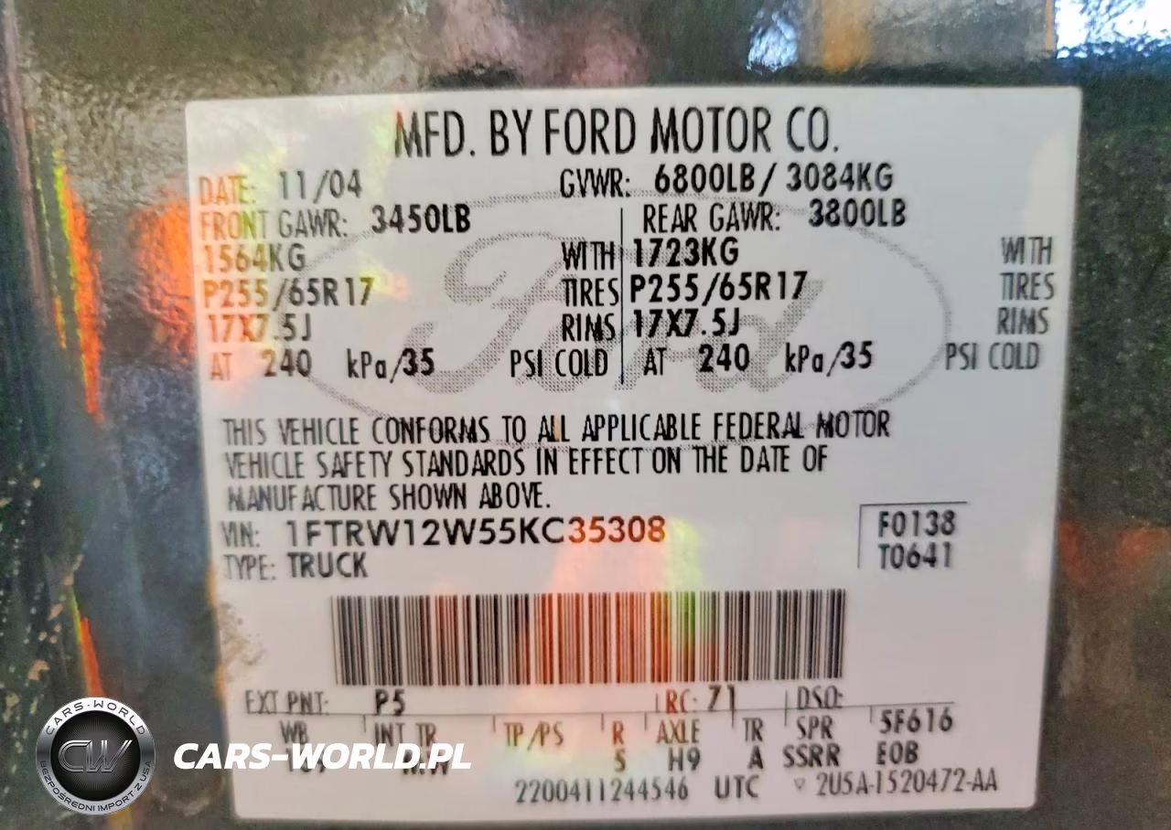 2005 Ford F150 Supercrew VIN:1FTRW12W55KC35308 - 12