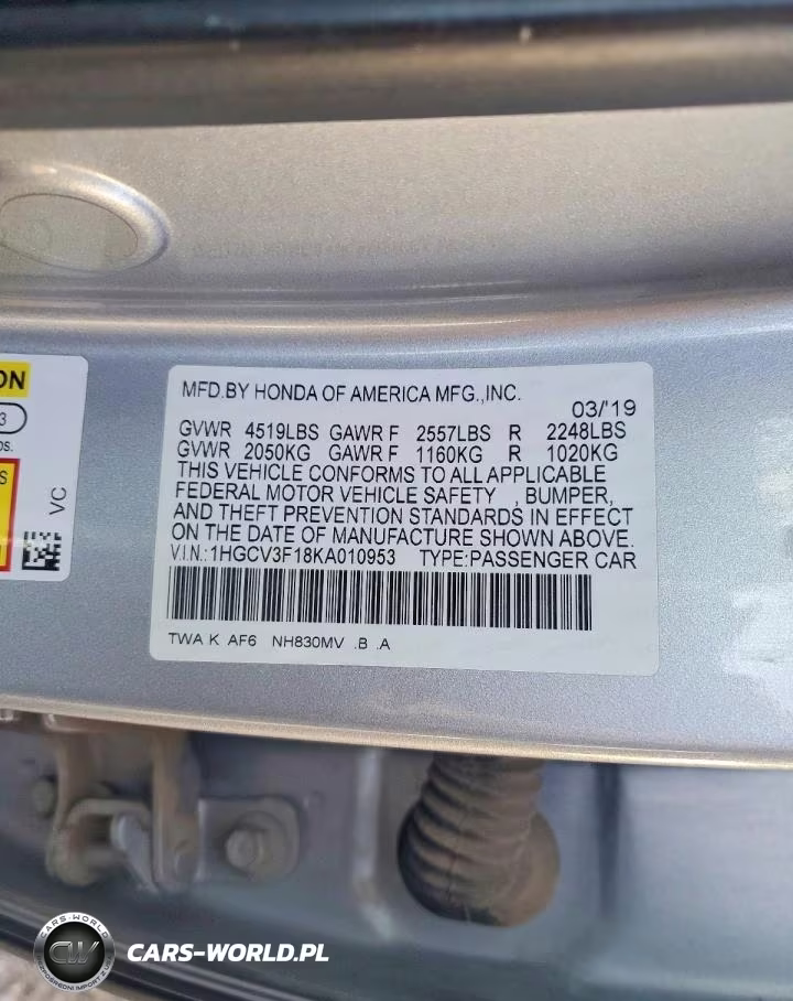 2019 Honda Accord Hybrid VIN:1HGCV3F18KA010953 - 12