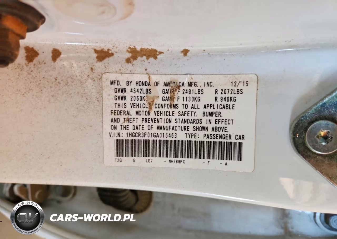 2016 Honda Accord Ex-L V-6 VIN:1HGCR3F01GA015463 - 12