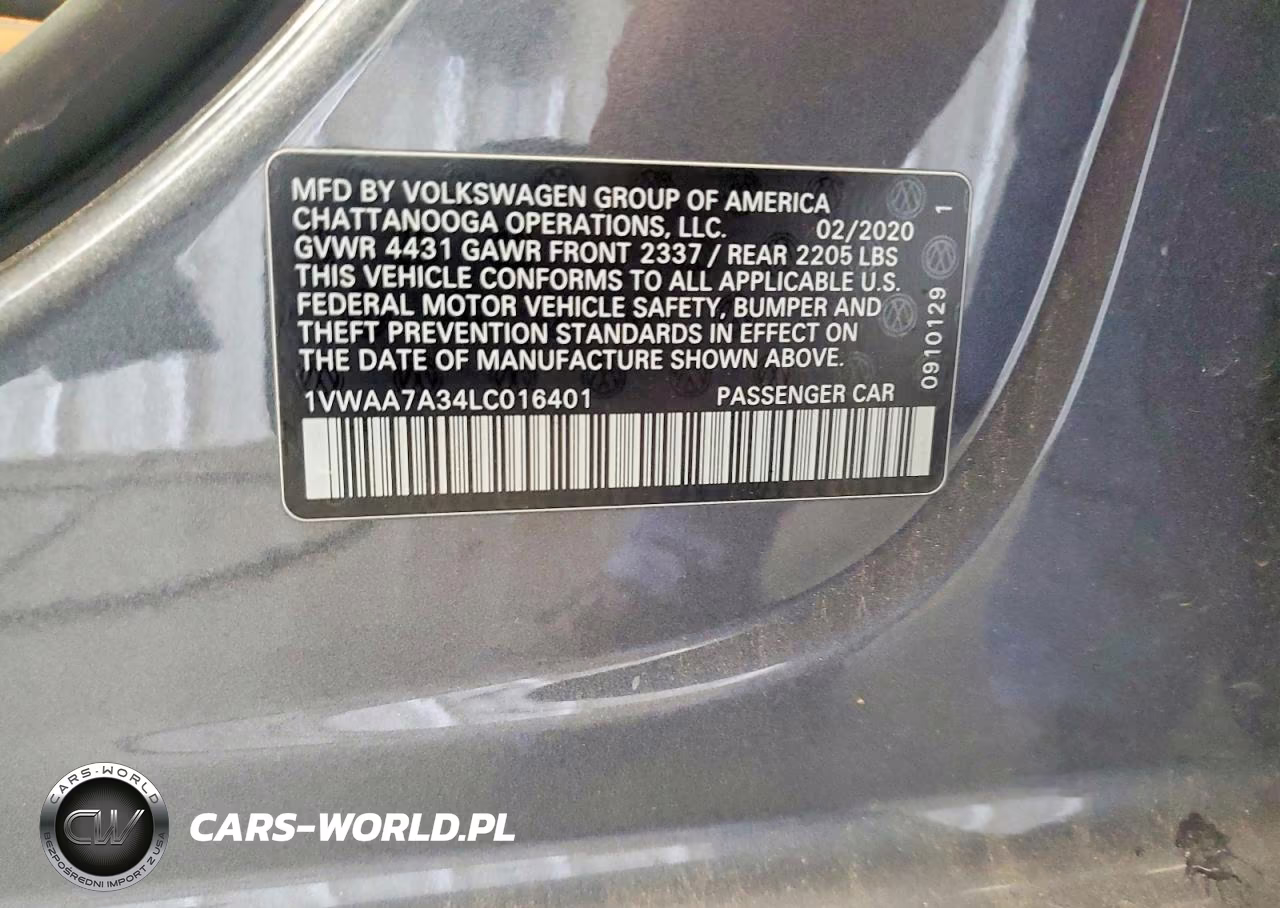 2020 Volkswagen Passat S VIN:1VWAA7A34LC016401 - 12