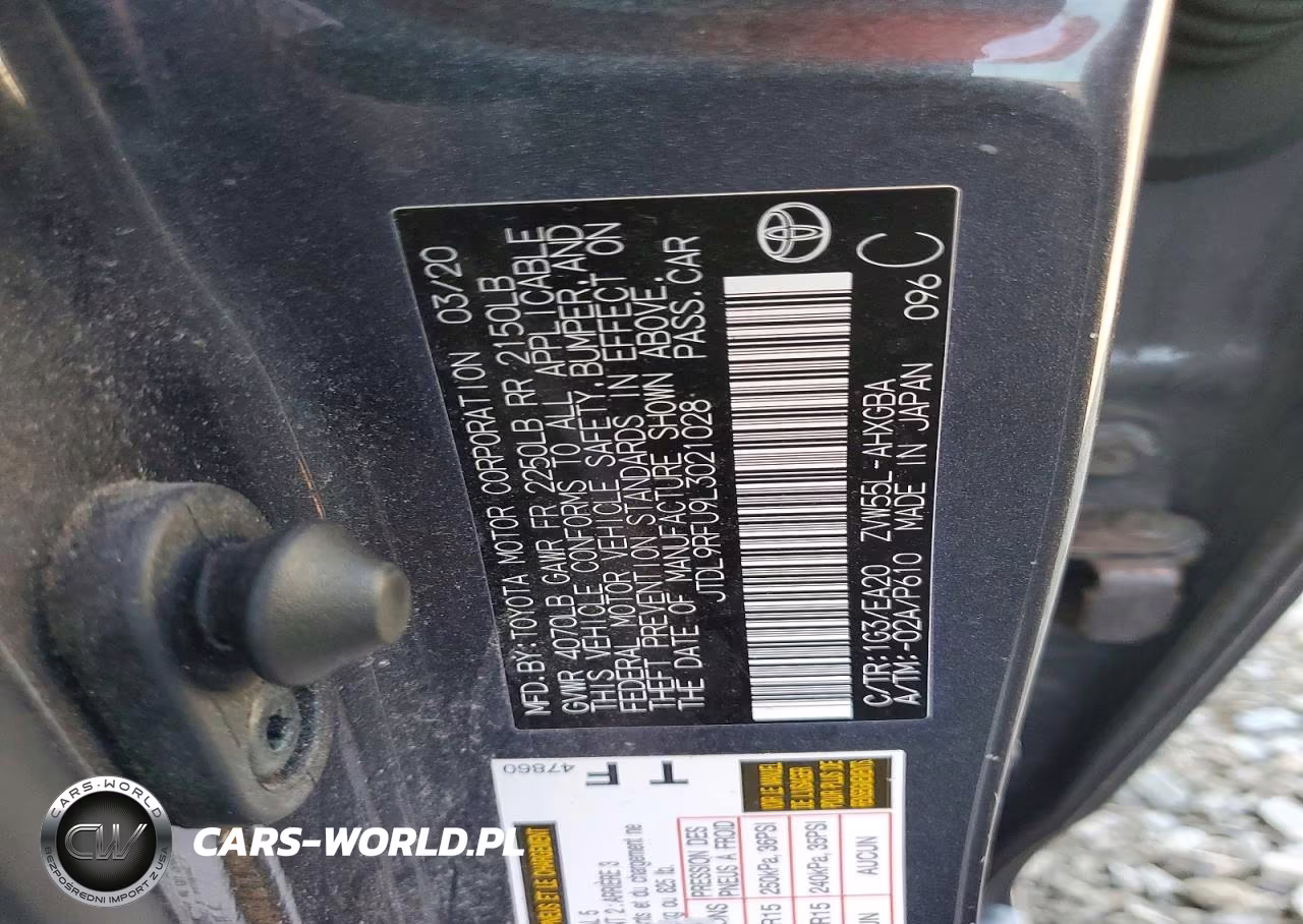 2020 Toyota Prius Xle Awd-E VIN:JTDL9RFU9L3021028 - 12