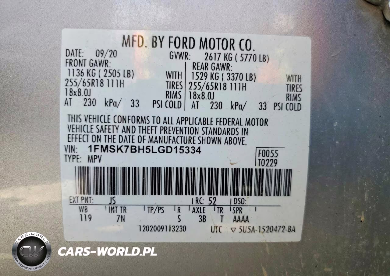 2020 Ford Explorer VIN:1FMSK7BH5LGD15334 - 13