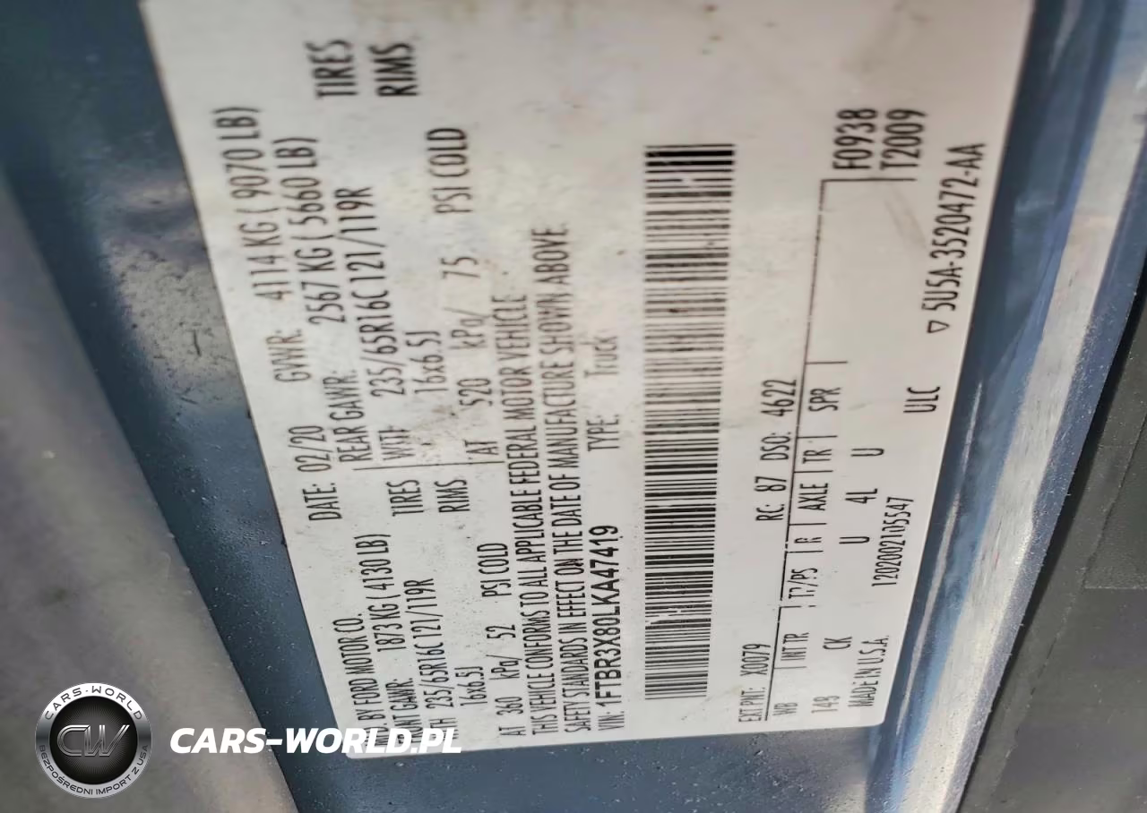 2020 Ford Transit T-250 VIN:1FTBR3X80LKA47419 - 12