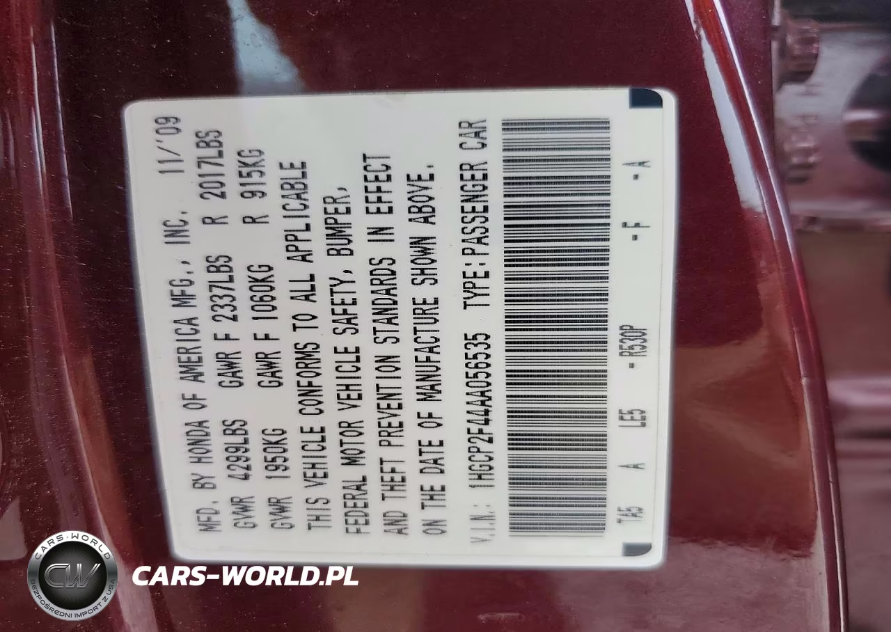2010 Honda Accord Lxp VIN:1HGCP2F44AA056535 - 12