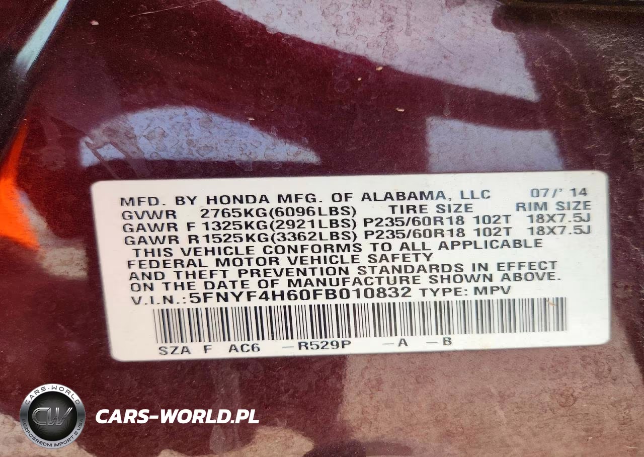 2015 Honda Pilot Exl VIN:5FNYF4H60FB010832 - 13