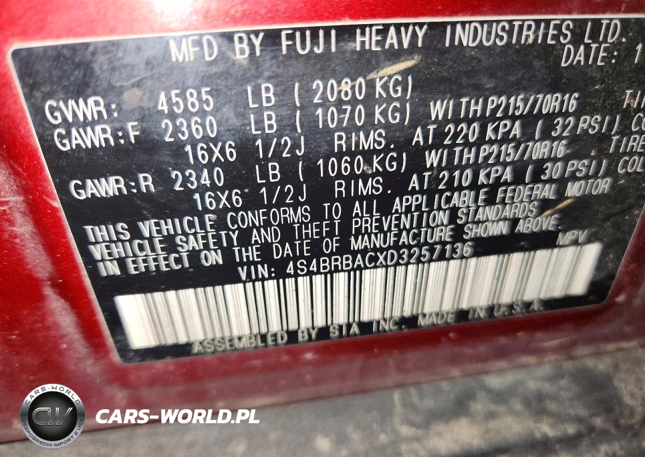 2013 Subaru Outback 2.5I VIN:4S4BRBACXD3257136 - 13