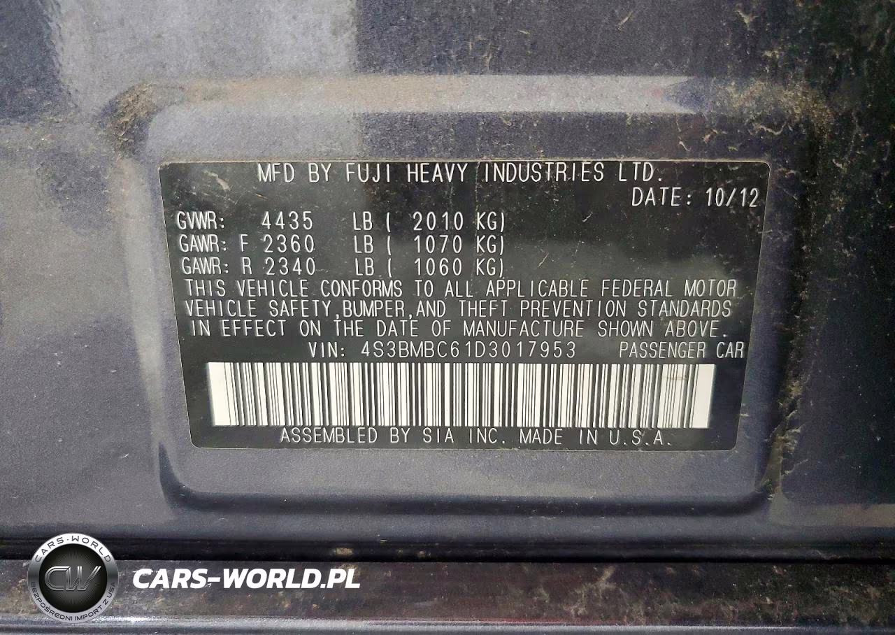 2013 Subaru Legacy 2.5I Premium VIN:4S3BMBC61D3017953 - 12