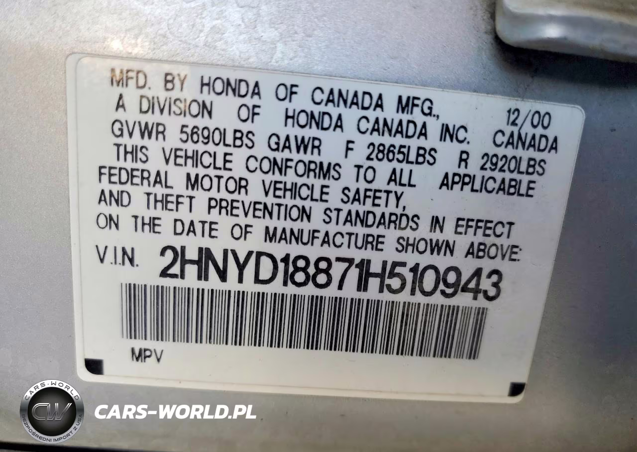 2001 Acura Mdx Touring VIN:2HNYD18871H510943 - 13