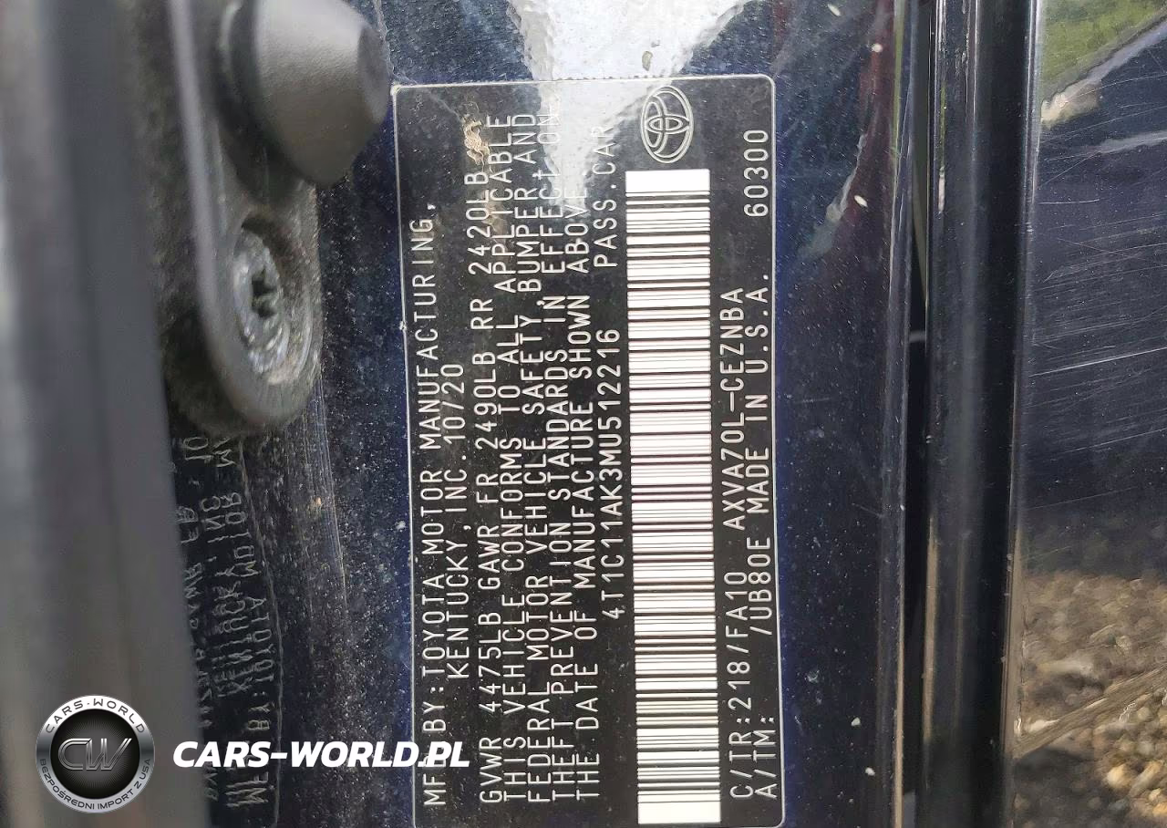 2021 Toyota Camry Le VIN:4T1C11AK3MU512216 - 12