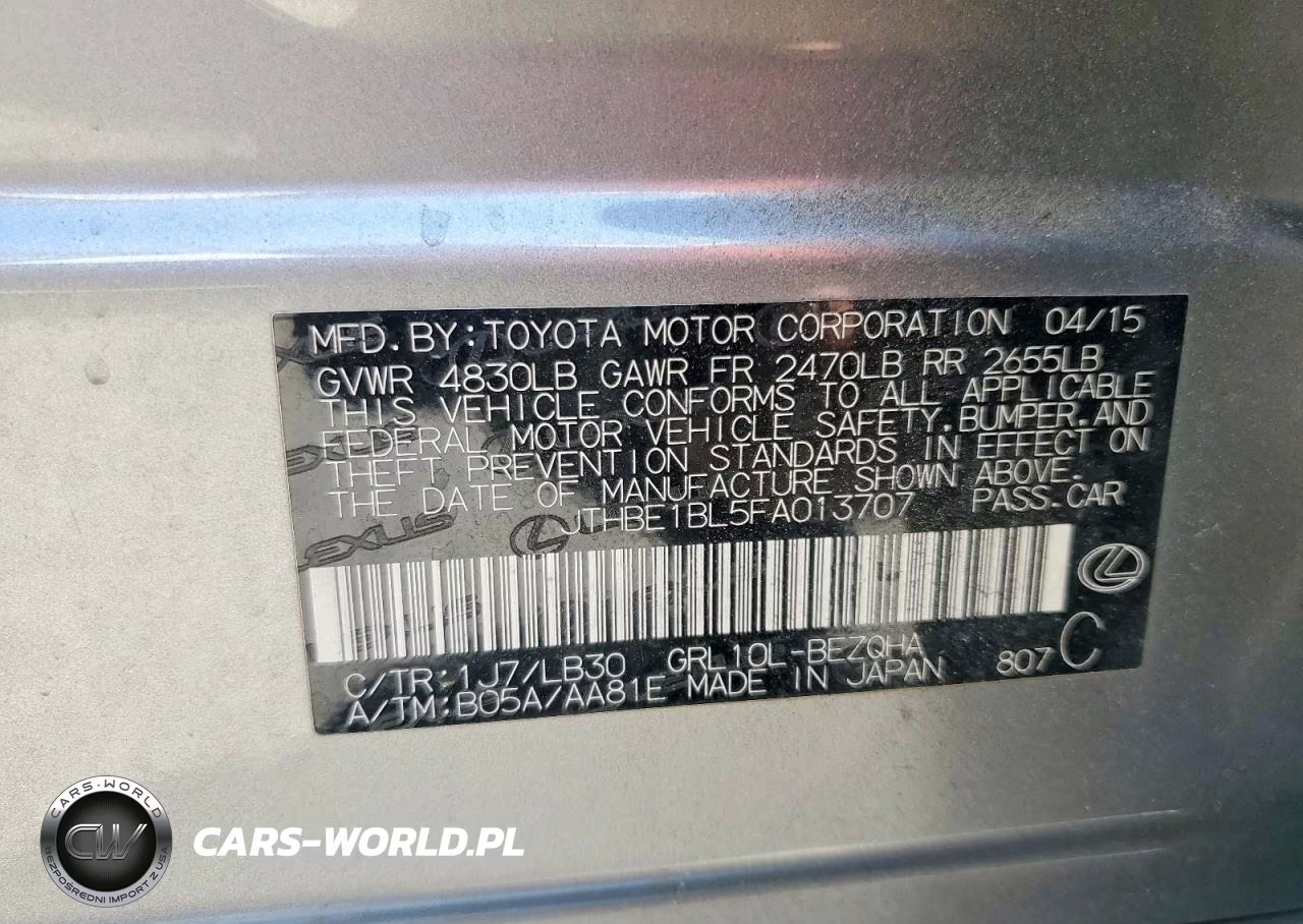 2015 Lexus Gs 350 VIN:JTHBE1BL5FA013707 - 12