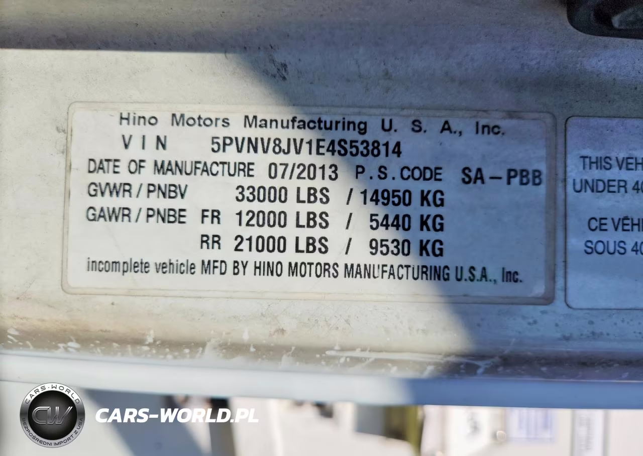 2014 Hino 338 Box Truck VIN:5PVNV8JV1E4S53814 - 11