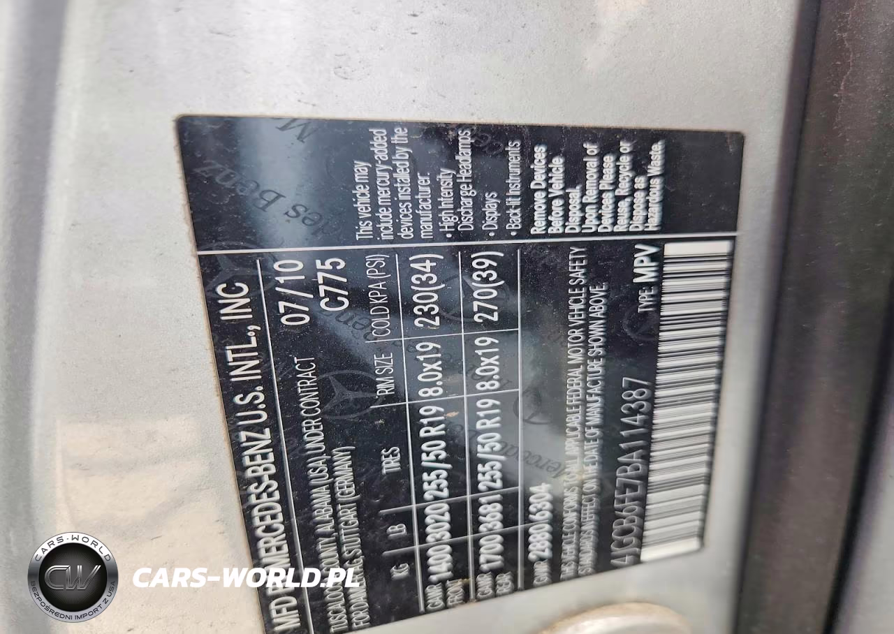 2011 Mercedes-Benz R 350 4Matic VIN:4JGCB6FE7BA114387 - 13