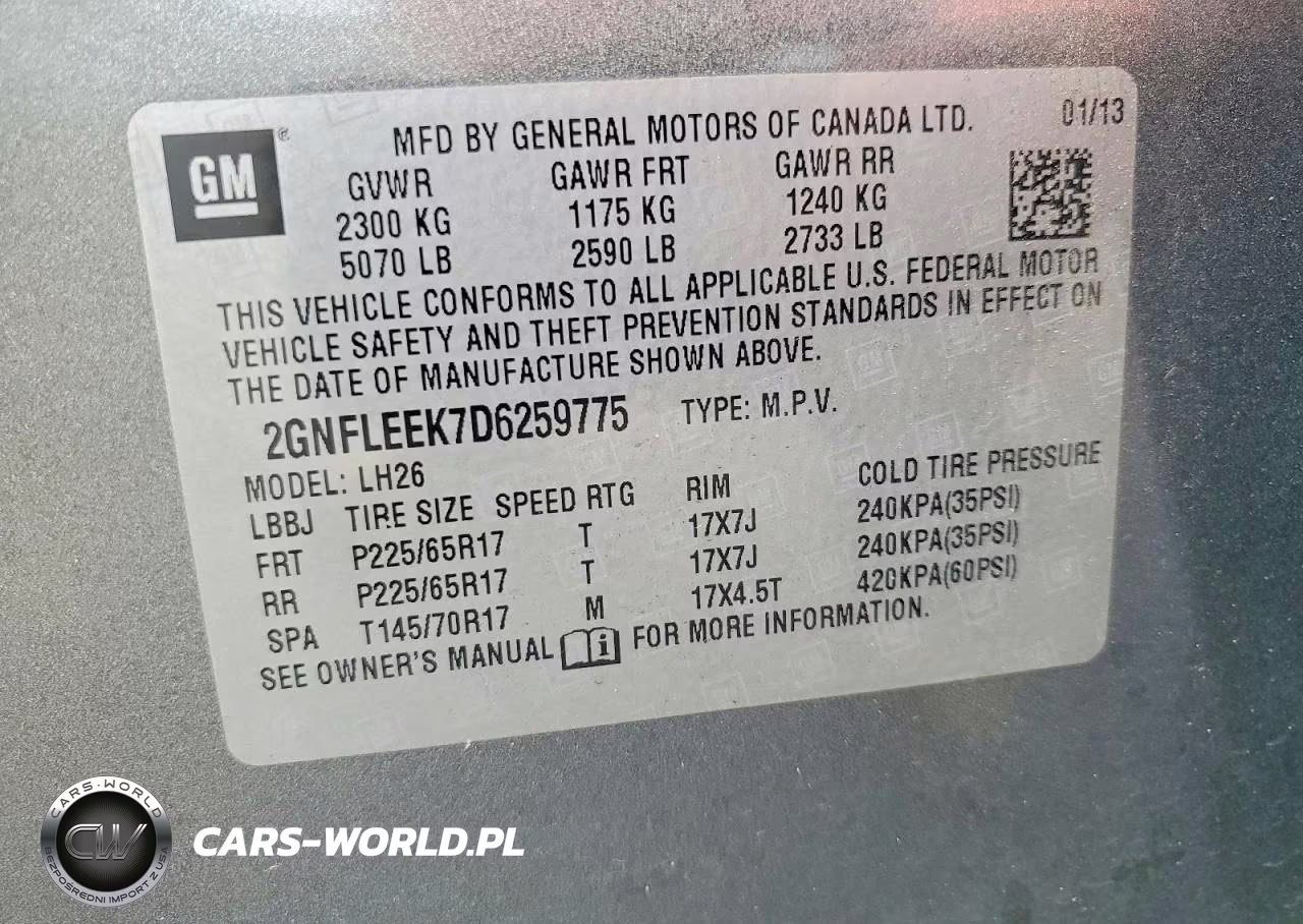 2013 Chevrolet Equinox Lt VIN:2GNFLEEK7D6259775 - 13
